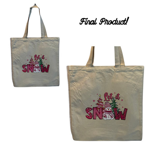Fashion Graphic Print Let it Snow Design Trendy Canvas Tote Bag - Picture 5 of 5